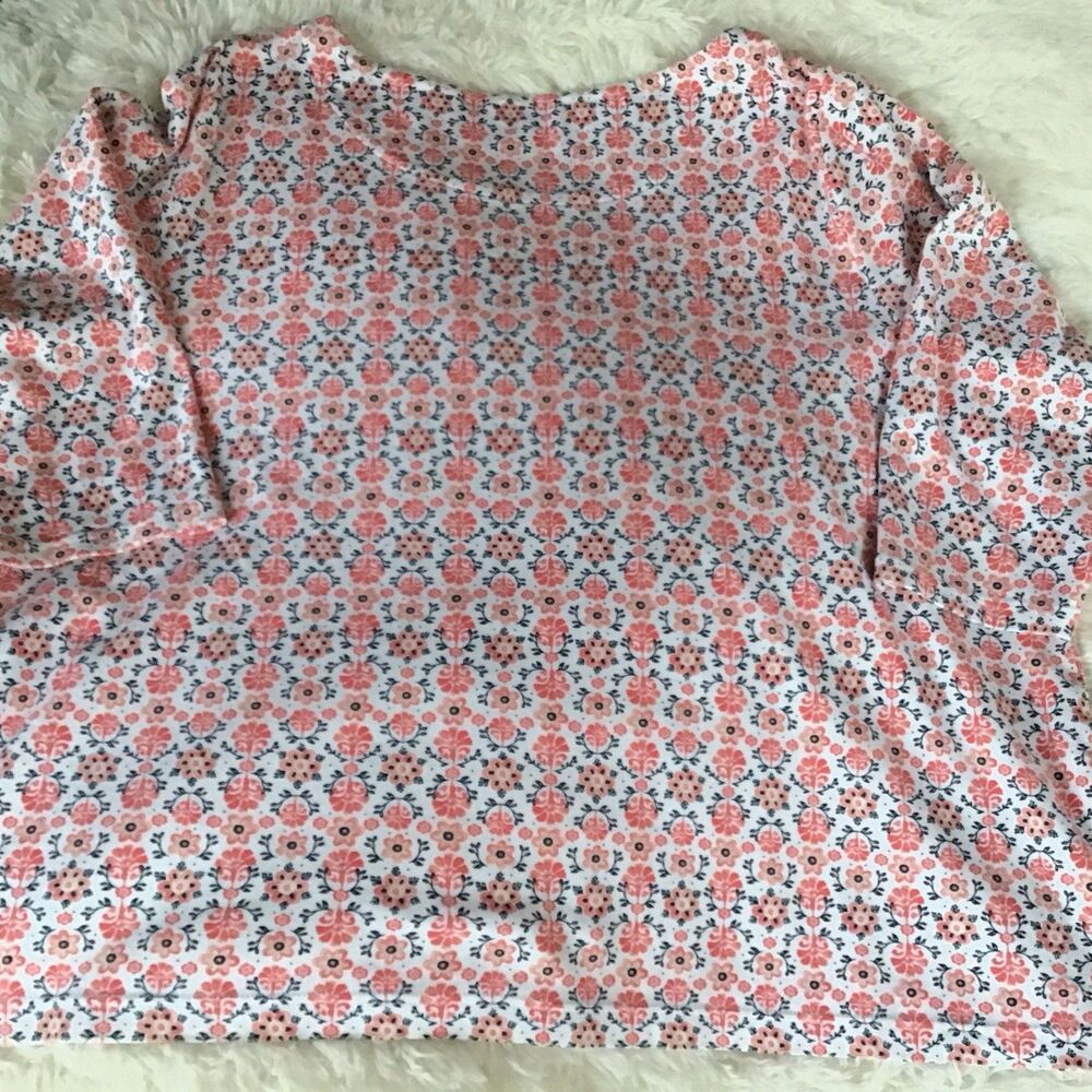 Croft & Barrow Orange Floral Top Size 2X 3/4 Sleeve 100% Cotton Tagless - Picture 6 of 6